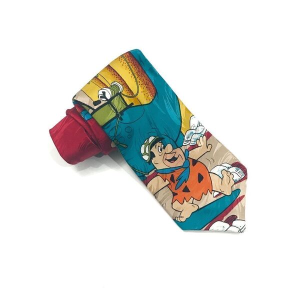 Vintage RM Style 1993 Hanna Barbara Flintstones “Quittin’ Time” Silk Tie - Picture 6 of 6